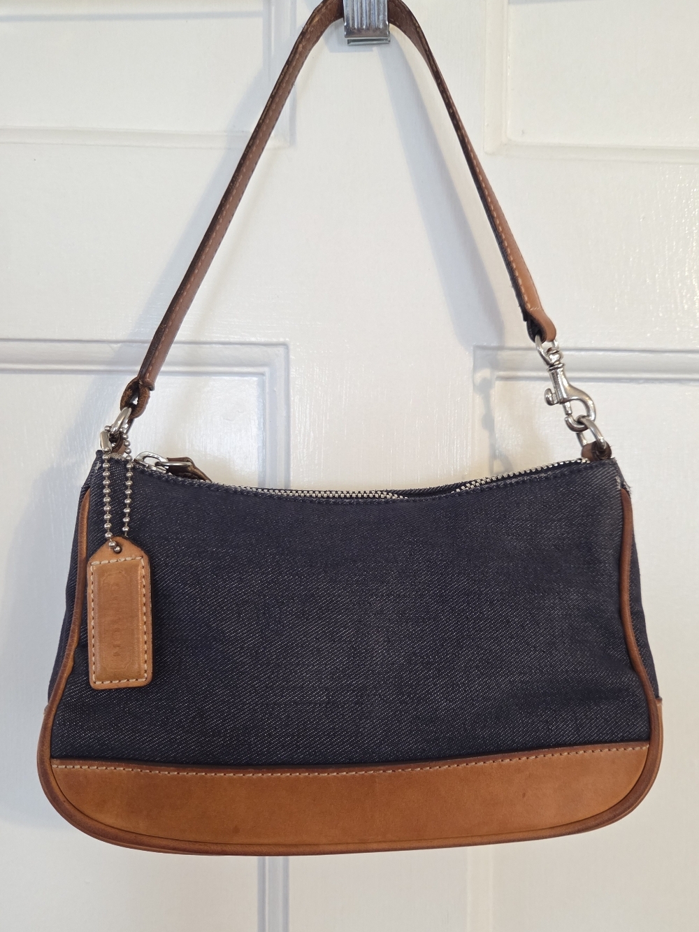 Vintage Coach Mini Pochette 2002 y2k denim and leather purse